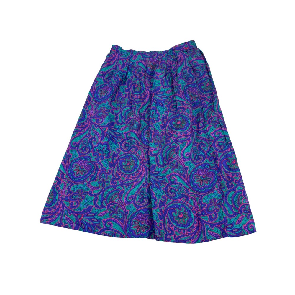 Country Sophisticates Pendleton Paisley Wool Rayon Midi Skirt Purple Teal 8